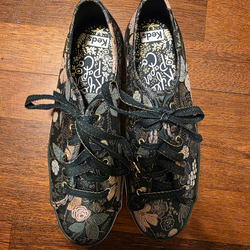 Keds Paper Rifle Black Floral Lace-Up Sneakers